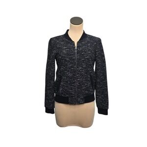 J Crew Jacket Womens 4 Boucle Tweed Bomber Zip‎ Up Pockets Quilted Lined Classic